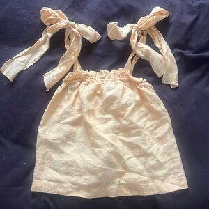 J CREW peach linen bow tie sleeve top